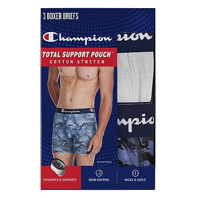 væsentligt Sprog Samarbejde Men's Champion 3-Pack Total Support Pouch Cotton Stretch Boxer Brief