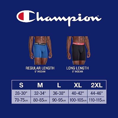 Men s Champion 3 Pack Performance Long Leg Boxer Brief