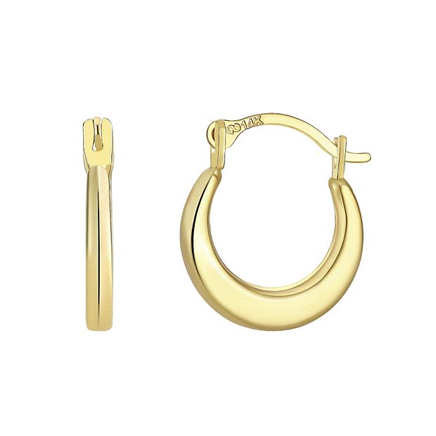 Charming Girl Kids 14k Gold Puffed Hoop Earrings