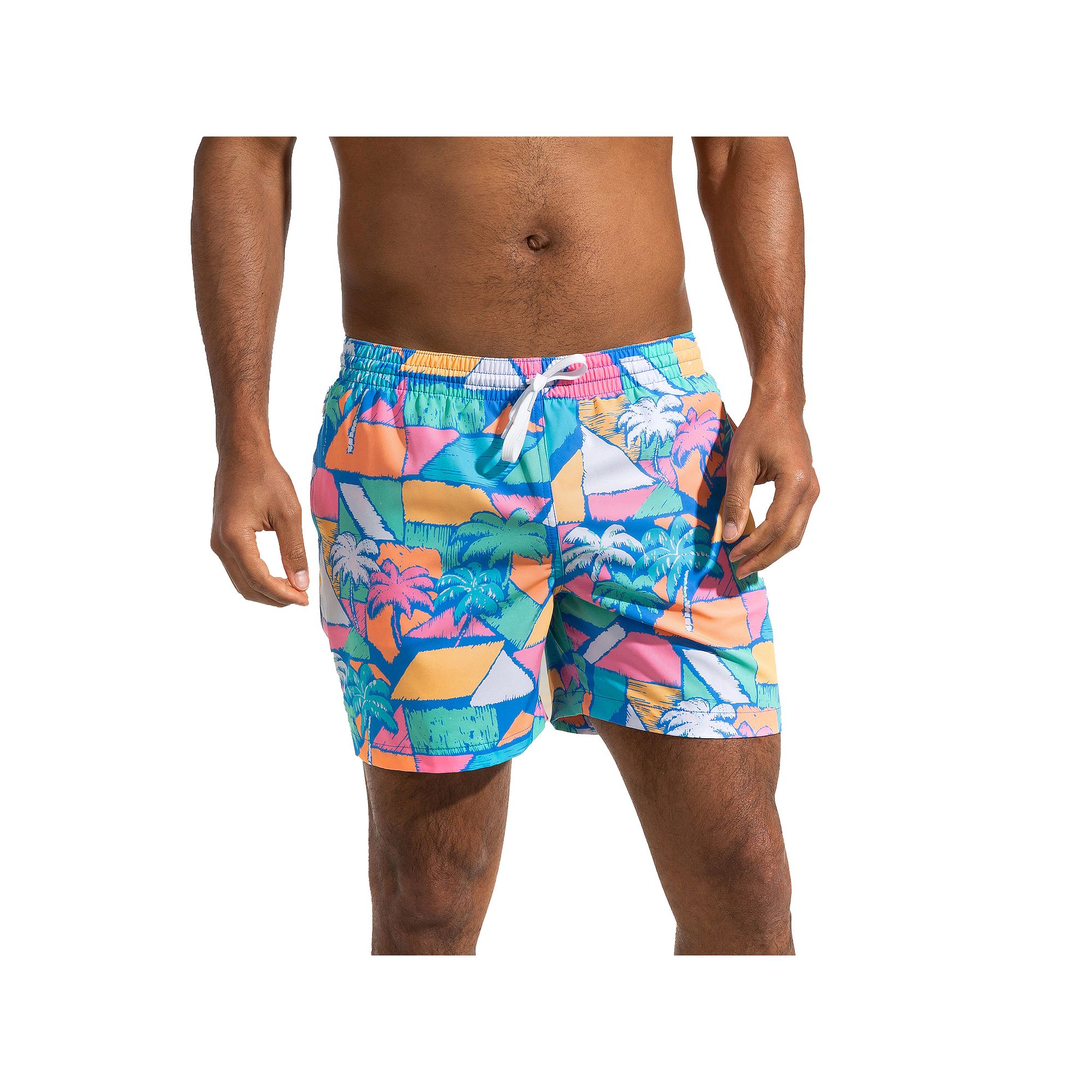 Mens Chubbies 5.5 Swim Trunks, Size: Small, Blue Palm