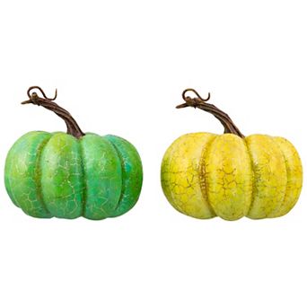 Northlight Green Crackle Pumpkin Table Decor 2 pc Set