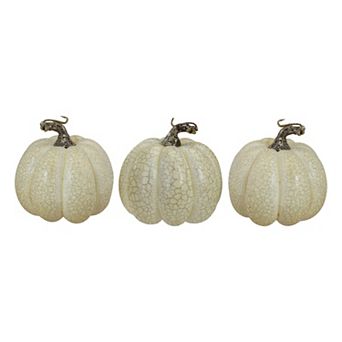 Northlight White Artificial Crackle Pumpkin Table Decor 3 pc Set