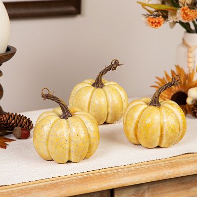 Northlight White Artificial Crackle Pumpkin Table Decor 3-piece Set