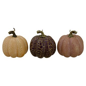 Northlight Glitter Crackle Pumpkin Table Decor 3 pc Set