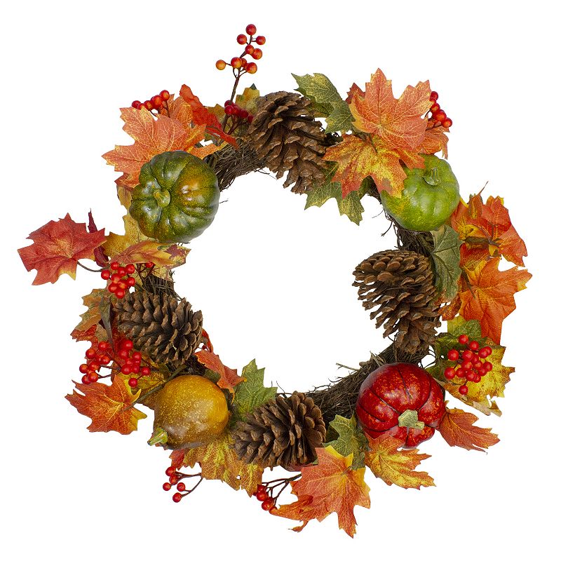 86431718 Northlight Artificial Leaves Autumn Wreath, Orange sku 86431718