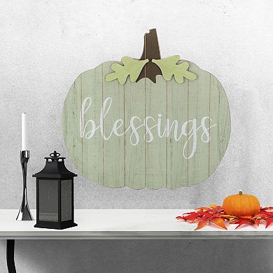 Northlight 20" Blessings Pumpkin Thanksgiving Wall Sign