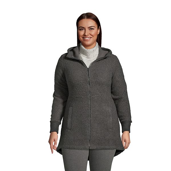 Plus Size Lands' End Cozy Hooded TeddyBear Fleece Coat