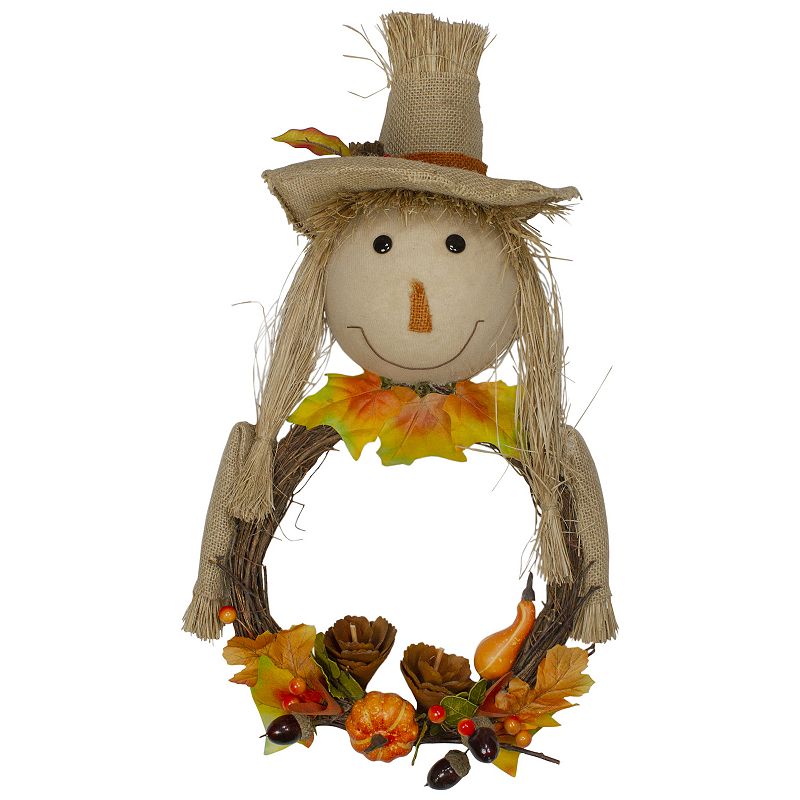 62830694 Northlight Scarecrow Harvest Wreath Wall Decor, Ye sku 62830694