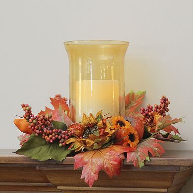 Northlight Artificial Sunflower Pillar Candle Holder Table Decor