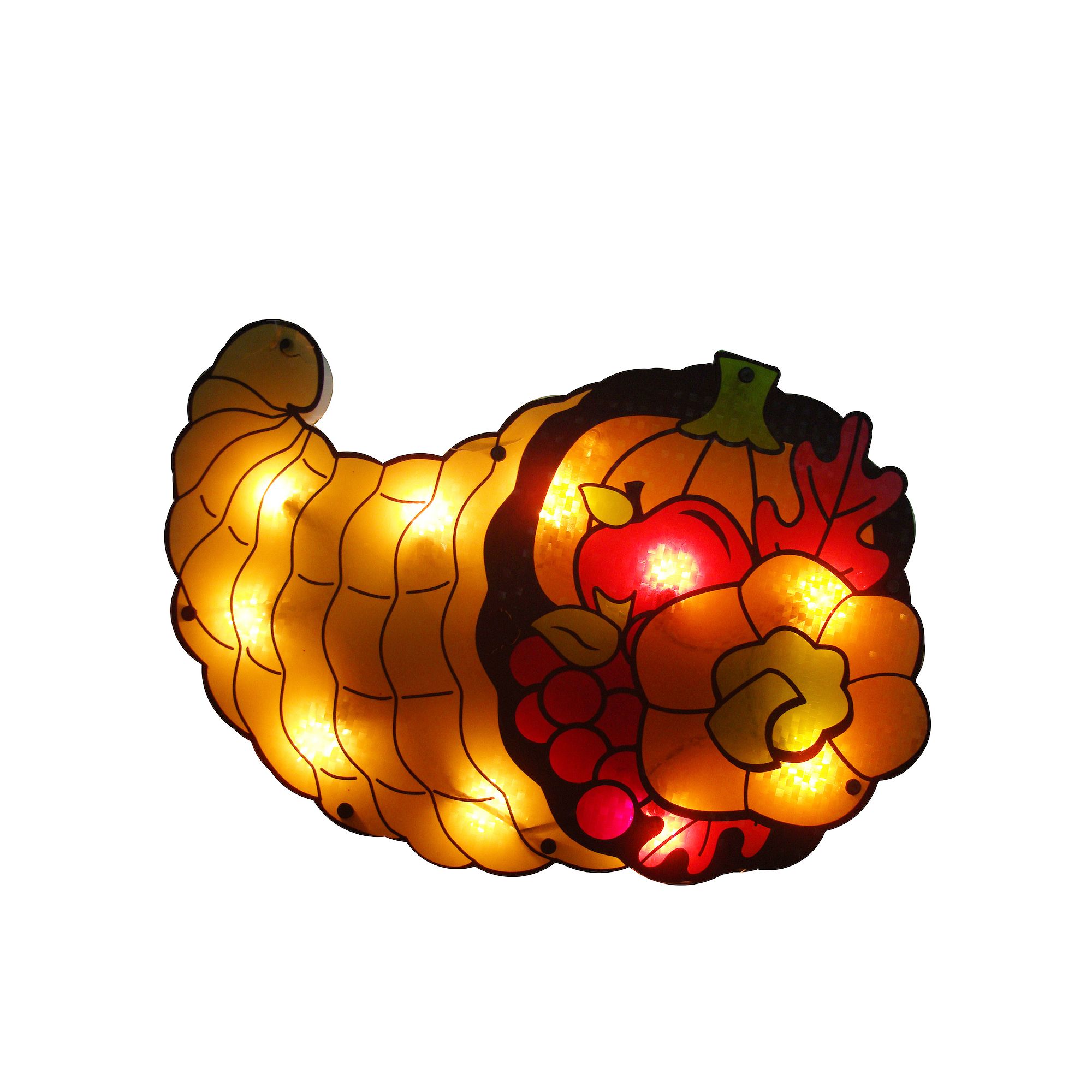 Northlight Light-Up Cornucopia Thanksgiving Window Decor, Multi