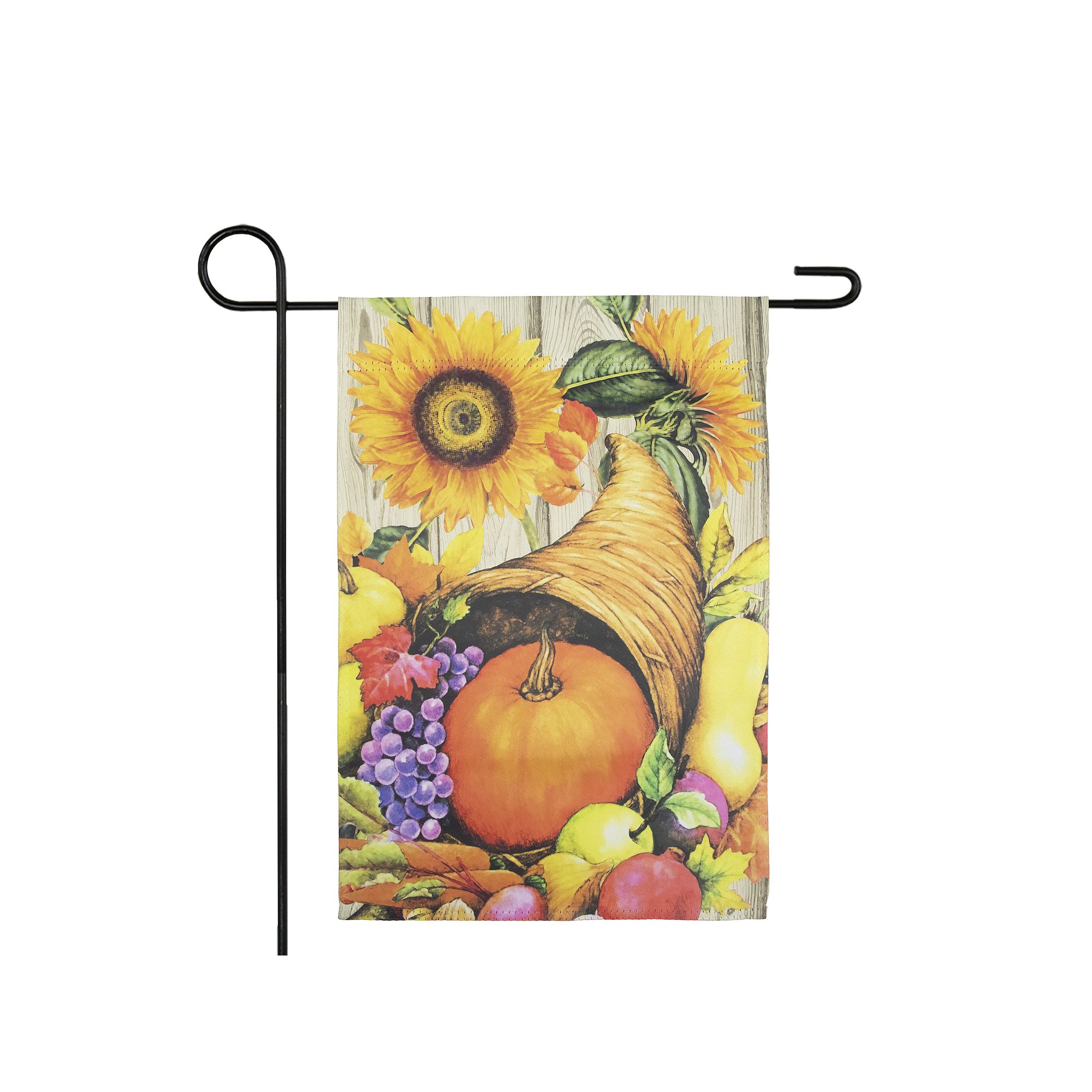 Northlight Cornucopia and Flowers Autumn Harvest Flag, Beige