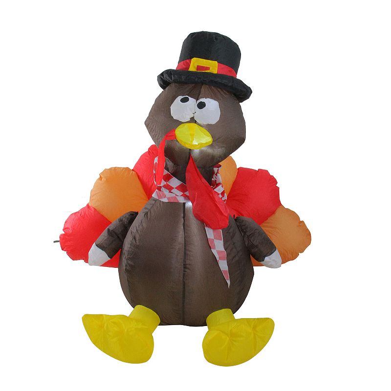 Northlight Inflatable Light-Up Thanksgiving Turkey Outdoor Decor, Red