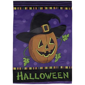 Northlight Happy Halloween Pumpkin in a Witch Hat Outdoor Garden Flag
