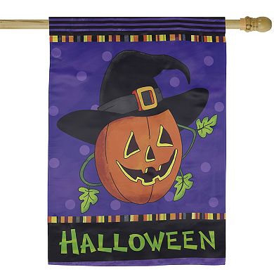 Northlight Happy Halloween Pumpkin in a Witch Hat Outdoor Garden Flag