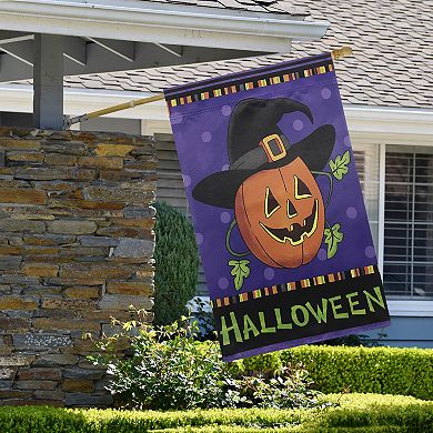 Northlight Happy Halloween Pumpkin in a Witch Hat Outdoor Garden Flag