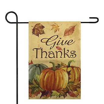 Northlight Orange Pumpkins Give Thanks Autumn Harvest Garden Flag
