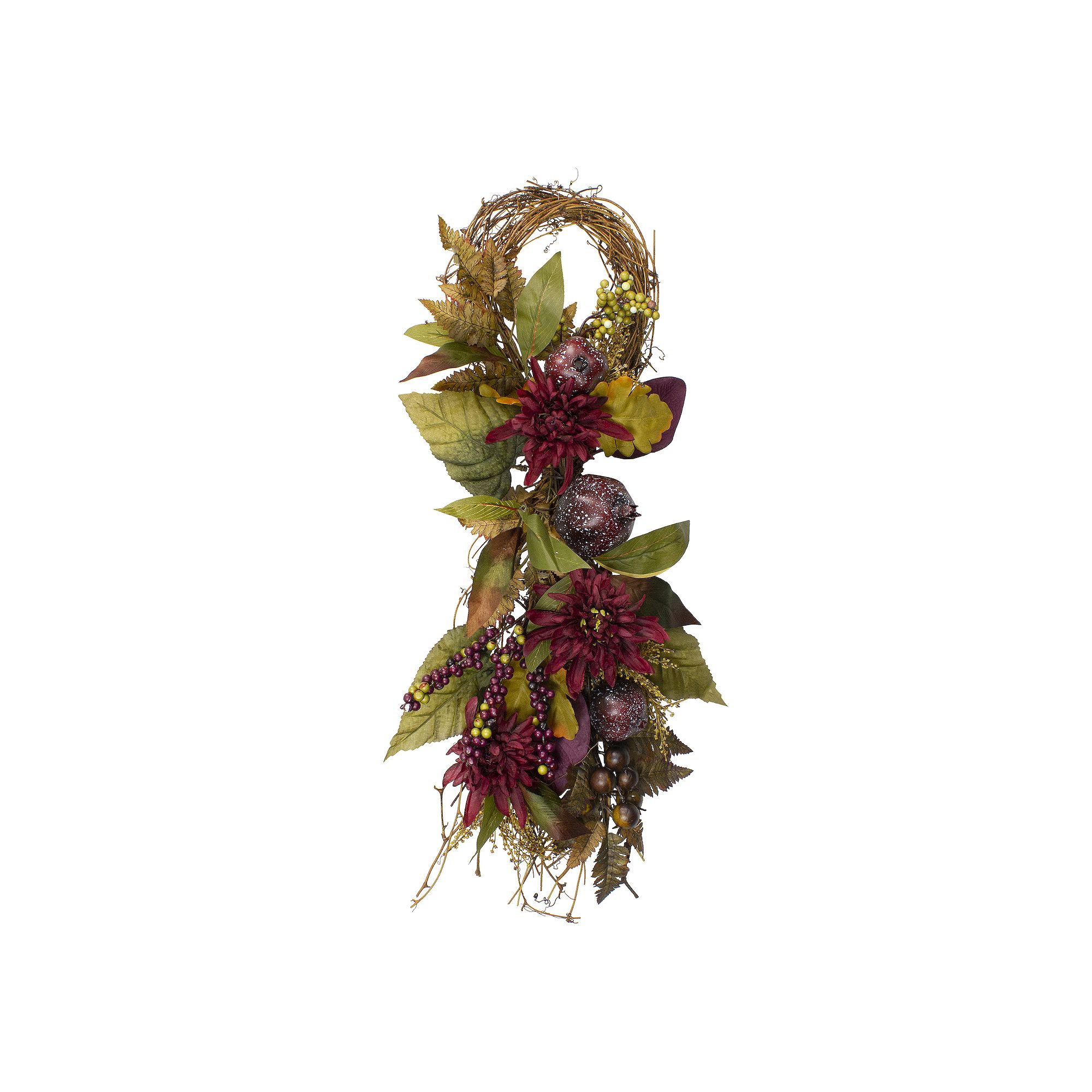 Northlight Autumn Artificial Mums Pomegranate Teardrop Wall Decor, Red