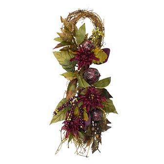 Northlight Autumn Artificial Mums Pomegranate Teardrop Wall Decor