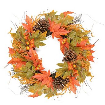 Northlight Artificial Fall Leaves Pumpkins Wreath