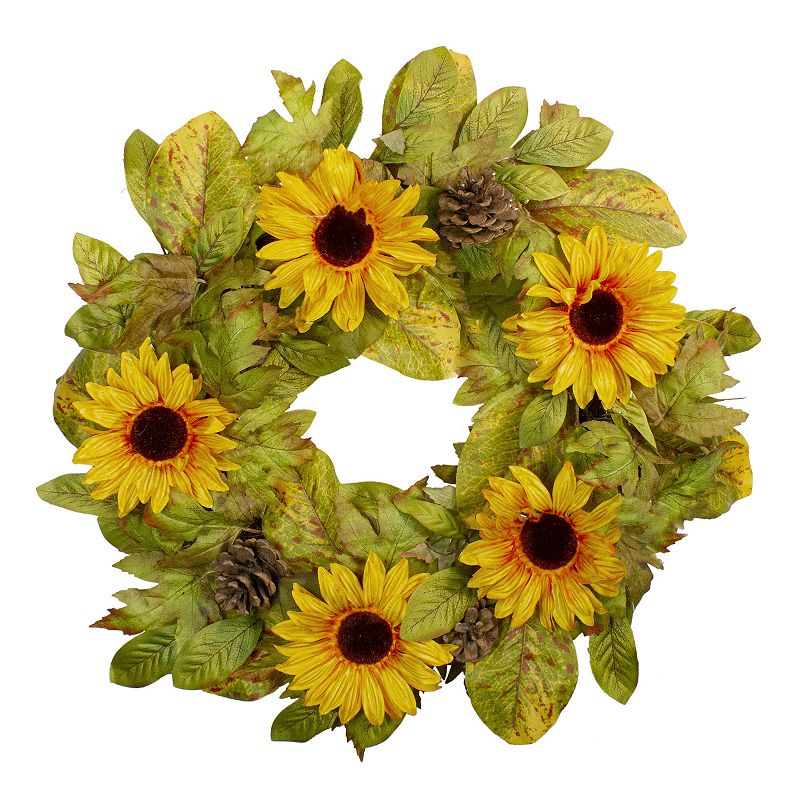 46880502 Northlight Artificial Sunflower Harvest Wreath, Ye sku 46880502