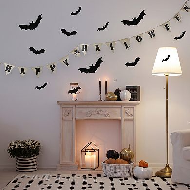Northlight 18.75" White LED Triangle "Happy Halloween" Banner