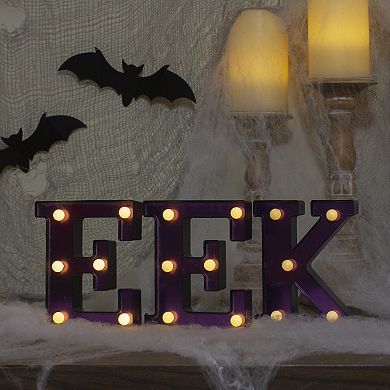 Northlight Light-Up Purple Eek Halloween Marquee Table Decor