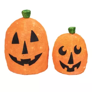 Northlight Orange Light-Up Pumpkin Outdoor Halloween Decor 2-piece Set