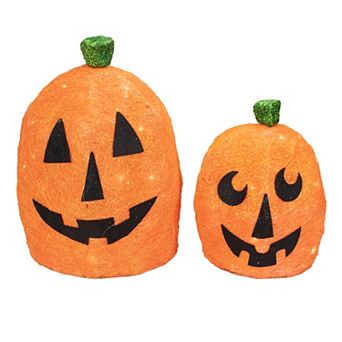Northlight Orange Light-Up Pumpkin Outdoor Halloween Decor 2 pc Set