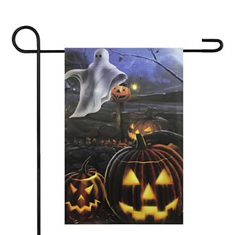 Northlight Pumpkins and Ghost Spooky Halloween Outdoor Garden Flag