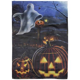 Northlight Pumpkins and Ghost Spooky Halloween Outdoor Garden Flag