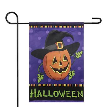 Northlight Pumpkin in a Witch Hat Outdoor Garden Flag