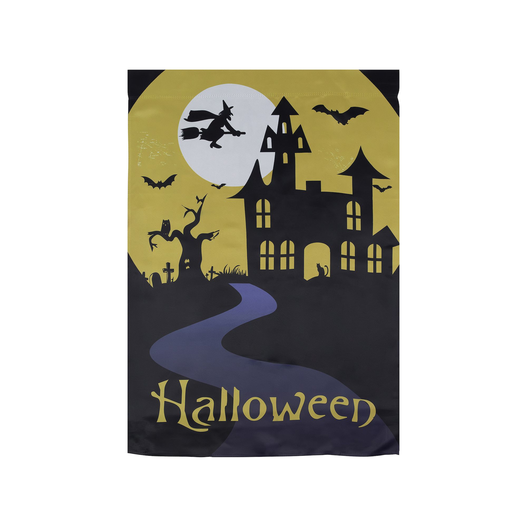 Northlight Haunted House Halloween Outdoor Garden Flag, Black