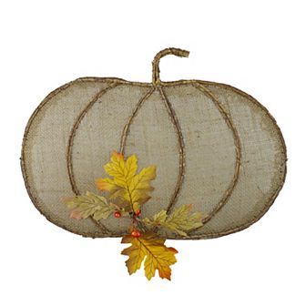 Northlight 19" Beige Burlap and Vine Pumpkin Fall Harvest Wall Decor