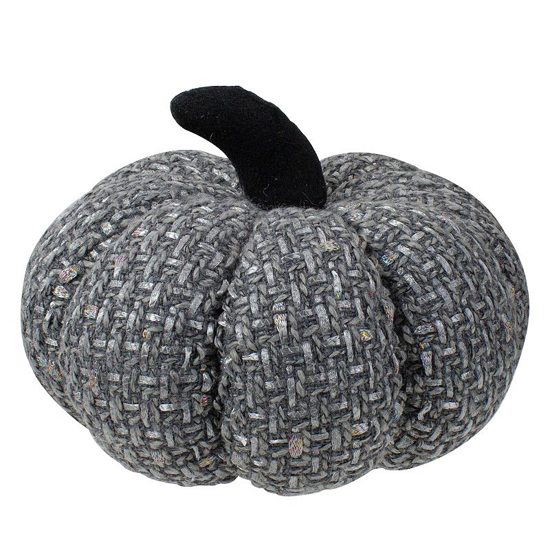 Northlight 7.5 Gray Knitted Fall Harvest Tabletop Pumpkin, Grey
