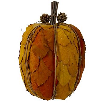 Northlight 9.75" Orange and Brown Fall Harvest Tabletop Pumpkin