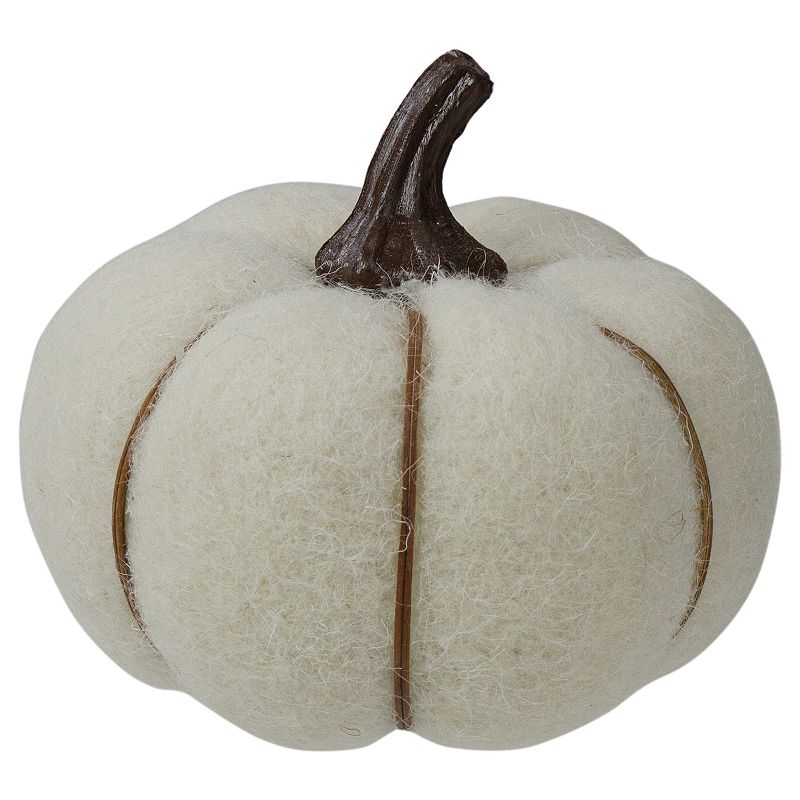 Northlight 5 Cream and Brown Fall Harvest Tabletop Pumpkin, White