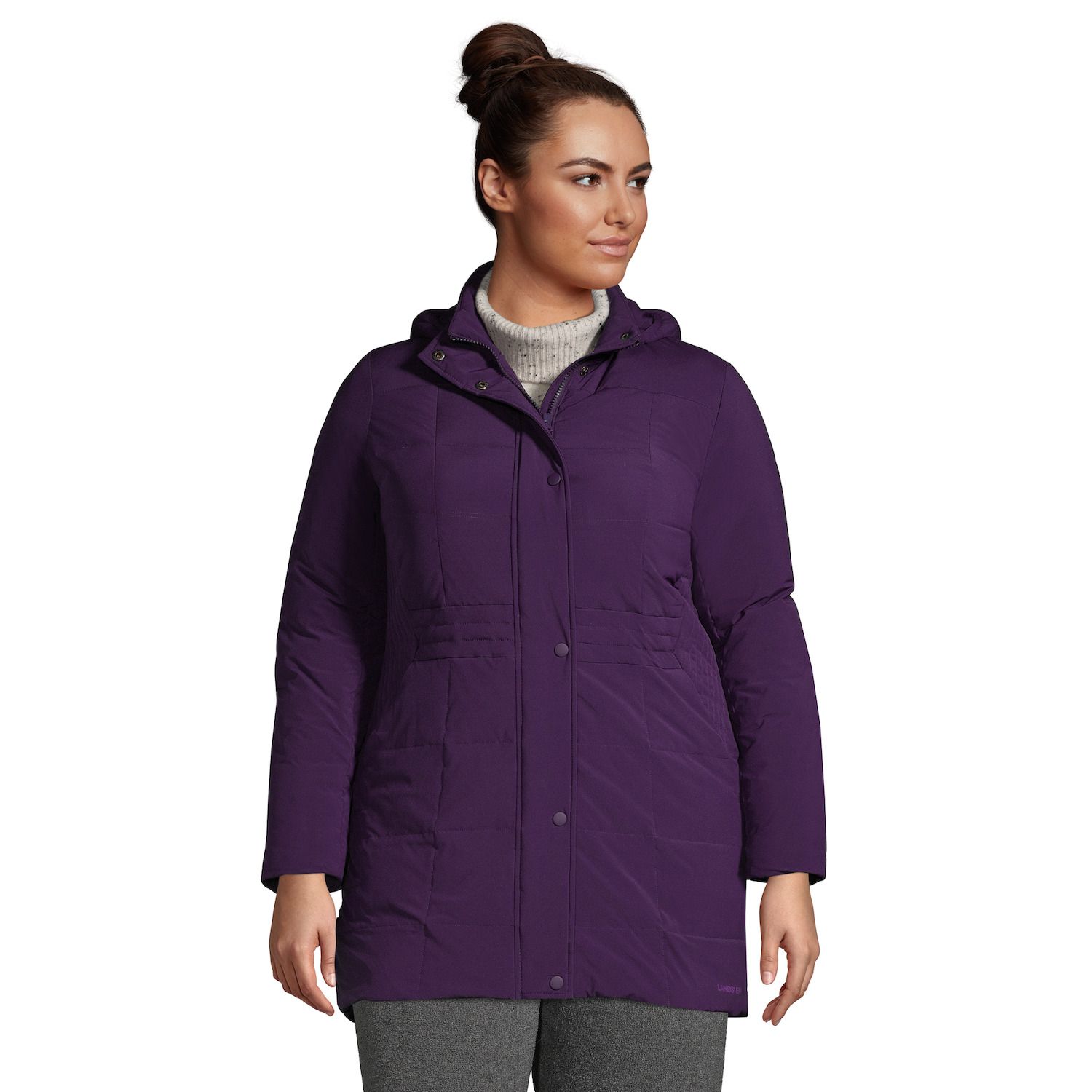 Image for Lands' End Plus Size Quilted Stretch Down Coat at Kohl's.