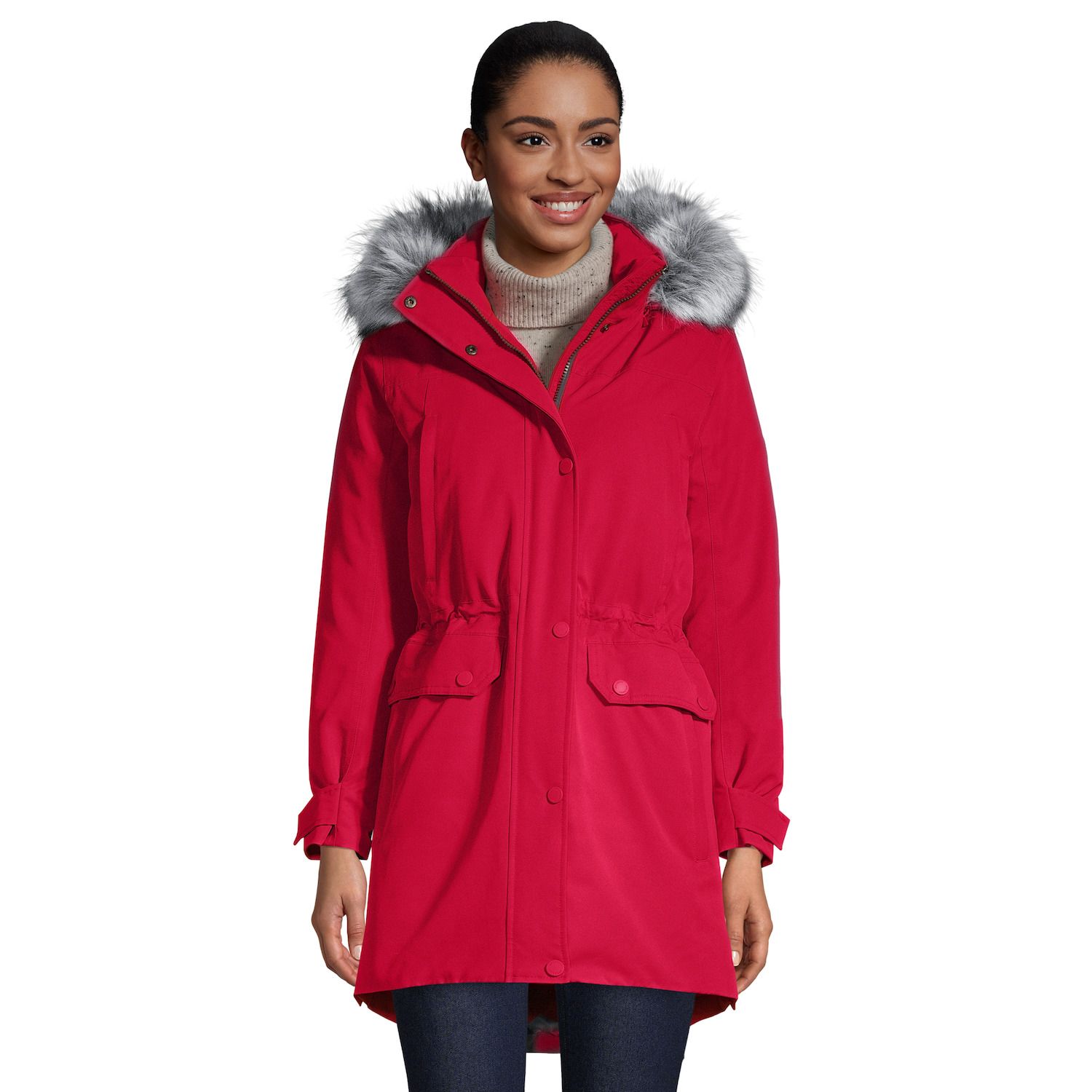 ladies red parka