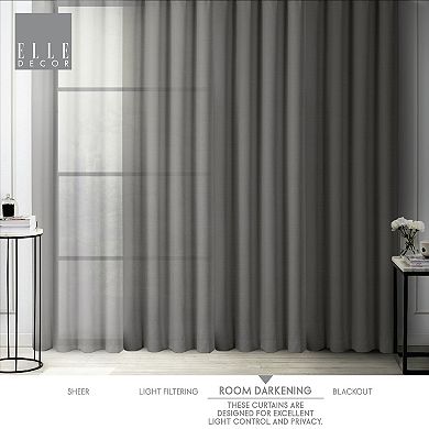ELLE DECOR Bianca Room Darkening Blackout 2-panel Window Curtain Set