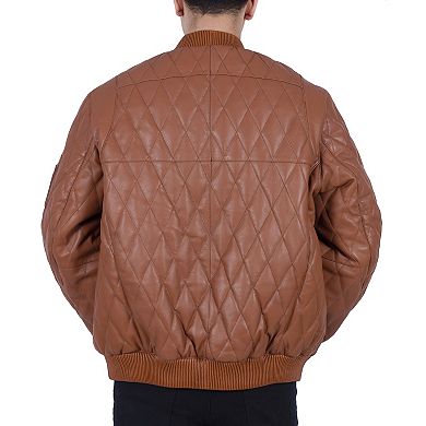 Big & Tall Franchise Club Diamond Quilted Leather Bomber Jacket