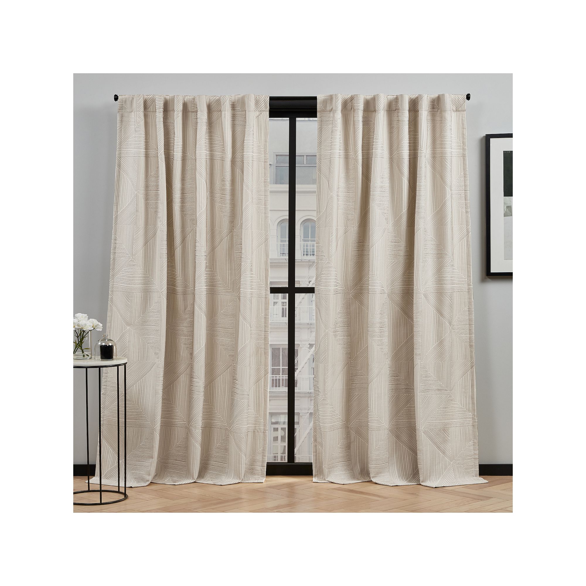 ELLE DECOR Cardi Light Filtering 2-panel Window Curtain Set, Latte