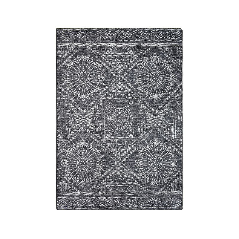 Sonoma Goods For Life Printed Washable Area Rug, Black, 5X7 Ft
