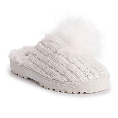 Women s MUK LUKS Faux Fur Pom Charisma Clog Slippers