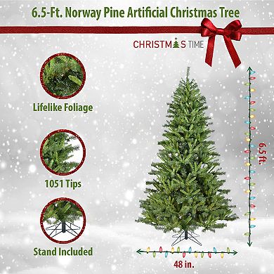 Christmas Time 6.5-ft. Norway Pine Artificial Christmas Tree