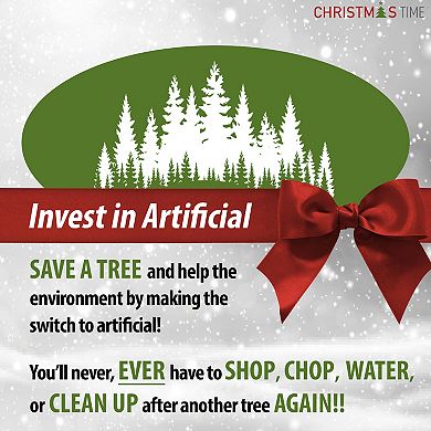 Christmas Time 6.5-ft. LED Silverado Pine Slim White Flocked Artificial Christmas Tree