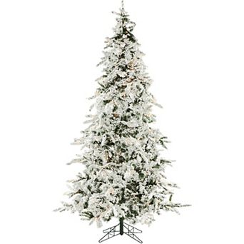 Christmas Time 7.5-ft. Pre-Lit White Pine Snowy Artificial Christmas Tree