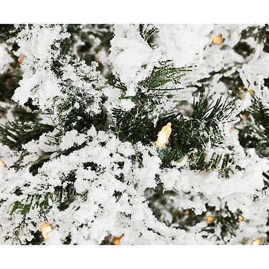 Christmas Time 7.5-ft. Pre-Lit White Pine Snowy Artificial Christmas Tree