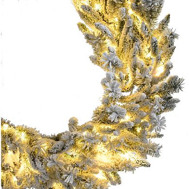 Christmas Time 3-ft. LED Silverado Pine Flocked Artificial Wreath
