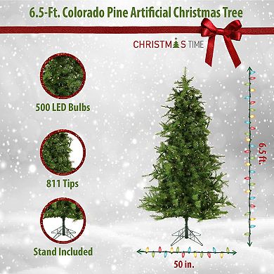 Christmas Time 6.5-ft. Colorado Pine LED Artificial Christmas Tree