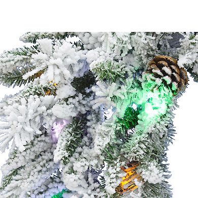 Christmas Time 3-ft. LED Silverado Pine Flocked Artificial Wreath